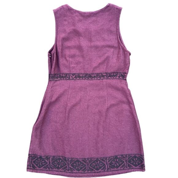 Abercrombie & Fitch Dress Women's Small Maroon Beaded Aztec Sleeveless Tie Neck - Picture 16 of 16